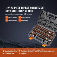 Vevor 316886 Набір професійних торцевих головок з легованої сталі CR-V, 23 предмети, ударний гайковерт 7/16-1 дюйма, HRC 42-48, Vevor 316886 Набір професійних торцевих головок з легованої сталі CR-V, 23 предмети, ударний гайковерт 7/16-1 дюйма, HRC 42-48,