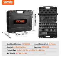 Vevor 316881 Професійний набір торцевих ключів з легованої хром-молібденової сталі 90 предметів набір торцевих ключів 6-19 мм, Vevor 316881 Професійний набір торцевих ключів з легованої хром-молібденової сталі 90 предметів набір торцевих ключів 6-19 мм,