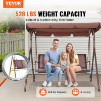 Vevor 317137 3-місне крісло-гойдалка для внутрішнього дворика Голлівудські гойдалки з регульованим навісом Гойдалки для ганку з