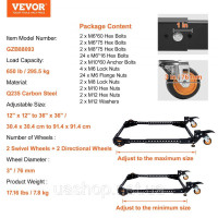 Vevor 318261 Мобільна робоча стійка, вантажопідйомність 650 фунтів, регульована від 12 x 12 дюймів до 36 x 36 дюймів, надміцна