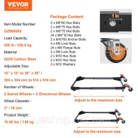 Vevor 318258 меблевий транспортний роликовий транспортний візок 304x304mm-914x914mm