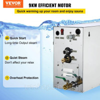 Vevor 317316 Happybuy Парогенератор 9 кВт паровий душ 220В-240В сауна парогенератор з програмованим контролером для дому SPA ванна