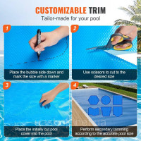 Vevor 317347 Solar Pool Cover, 24x12 футів прямокутна сонячна ковдра для басейнів, Solar Cover для надземних плавальних басейнів,