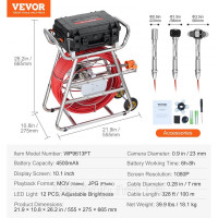 Vevor 318304 Каналізаційна камера 100 м ендоскоп камери для огляду труб з сенсорним екраном 10,1 дюйма