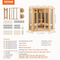 Vevor 317359 інфрачервона кабіна інфрачервона сауна обігріваюча кабіна сауна кабіна 3-4 людини 2470W Vevor 317359 інфрачервона кабіна інфрачервона сауна обігріваюча кабіна сауна кабіна 3-4 людини 2470W