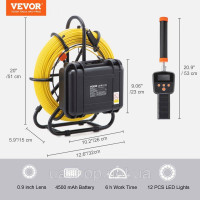 Vevor 318309 Інспекційна камера для труб 91,5м камера для труб 720P каналізаційна камера 512Гц локатор ендоскопа камера 12В