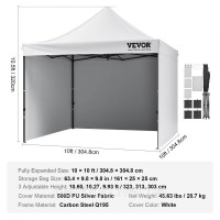 Vevor 317420 альтанка 304.8x304.8x320см садовий намет 500D PU срібляста тканина складна альтанка регульована по висоті вкл. мішок