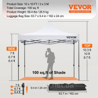 Vevor 317422 Альтанка Складна альтанка 3х3м Складна альтанка 240г Поліестер з ПВХ покриттям Поп-ап альтанка 1,95-2,13м Vevor 317422 Альтанка Складна альтанка 3х3м Складна альтанка 240г Поліестер з ПВХ покриттям Поп-ап альтанка 1,95-2,13м