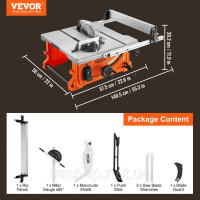 Vevor 318374 Циркулярна настільна пила 4400 об/хв 1800 Вт Глибина різання 60/85 мм Vevor 318374 Циркулярна настільна пила 4400 об/хв 1800 Вт Глибина різання 60/85 мм