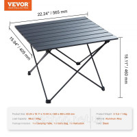 Vevor 317474 Складний кемпінговий стіл 565x460x405 мм, складний садовий стіл Балконний стіл Багатоцільовий стіл 30 кг