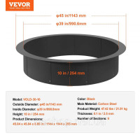 Vevor 317492 Fire Pit Bowl Fire Bowl Металевий 1143 мм Garden Patio Vevor 317492 Fire Pit Bowl Fire Bowl Металевий 1143 мм Garden Patio