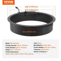 Vevor 317500 Fire Pit Fire Ring Fire Bowl Багаття Метал φ1016 мм Садова тераса