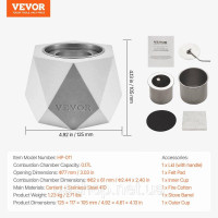 Vevor 317504 Чаша для вогнища Кошик для вогнища бездимна дерев'яна чаша 125x117x105 мм