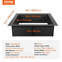 Vevor 317503 кострище кільце багаття сталеве квадратне 1066.8x1066.8мм