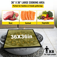 Vevor 317592 Foldable Square 914x914mm Grill Grate Fire Pit X Маркування чорний Vevor 317592 Foldable Square 914x914mm Grill Grate Fire Pit X Маркування чорний