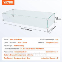 Vevor 317610 Вітрозахист для газового вогнища для квадратного вогнищевого столу, 595 x 190 x 165 мм, вітрозахист для вогнищ, Vevor 317610 Вітрозахист для газового вогнища для квадратного вогнищевого столу, 595 x 190 x 165 мм, вітрозахист для вогнищ,