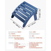 Vevor 317619 Figprest adirondack othoman 475x480x350mm hdpe садовий стілець складний синій Vevor 317619 Figprest adirondack othoman 475x480x350mm hdpe садовий стілець складний синій