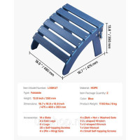 Vevor 317748 Комплект із 2 підставок для ніг Adirondack Ottoman 475x480x350mm HDPE Садовий стілець синій Vevor 317748 Комплект із 2 підставок для ніг Adirondack Ottoman 475x480x350mm HDPE Садовий стілець синій