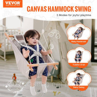Vevor 317647 Гамак-гойдалка Canvas, 3-режимна дитяча гойдалка для приміщень/вулиці з 5-точковим ременем безпеки та ременями для