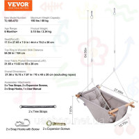 Vevor 317647 Гамак-гойдалка Canvas, 3-режимна дитяча гойдалка для приміщень/вулиці з 5-точковим ременем безпеки та ременями для