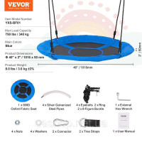 Vevor 317640 Дитяча гойдалка Tree Swing Saucer Swing 1016mm 340kg Oxford Blue