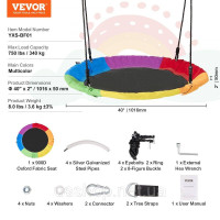 Vevor 317648 Swing Tree Vivvor, 40-дюймовий гойдалки для тарілки, потужність ваги 750 фунтів, сидіння з тканини Oxford 900d з 2 Vevor 317648 Swing Tree Vivvor, 40-дюймовий гойдалки для тарілки, потужність ваги 750 фунтів, сидіння з тканини Oxford 900d з 2