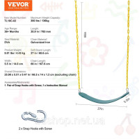 Vevor 317649 Комплект з 2 сидінь для гойдалок. Гойдалки для вуличних гойдалок, 168 см, ланцюгові садові Vevor 317649 Комплект з 2 сидінь для гойдалок. Гойдалки для вуличних гойдалок, 168 см, ланцюгові садові