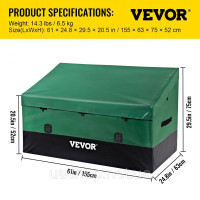 Vevor 317662 660L відкритий ящик для зберігання 155x63x75cm промислового рівня PE брезентовий садовий ящик водонепроникний Vevor 317662 660L відкритий ящик для зберігання 155x63x75cm промислового рівня PE брезентовий садовий ящик водонепроникний