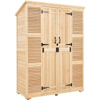 Vevor 317665 Садовий інструментальний сарай, дерев'яна шафа для зберігання з водонепроникним дахом та металевим каркасом, двері з Vevor 317665 Садовий інструментальний сарай, дерев'яна шафа для зберігання з водонепроникним дахом та металевим каркасом, двері з