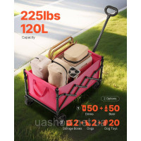Vevor 317690 Складаний садовий візок, 120 л і 225 фунтів, важкий складний садовий візок, рожевий