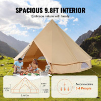 Vevor 317717 Намет з брезенту 3 м, брезентовий, на 4 сезони, для кемпінгу з підключенням до плити