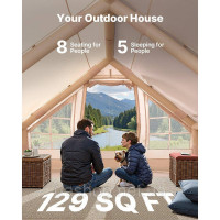 VEVOR 256670 Надувні намети для кемпінгу 4x3x2 м, 5-8 осіб, 300D Oxford Glamping Tent з підключенням до печі,