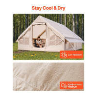 VEVOR 256670 Надувні намети для кемпінгу 4x3x2 м, 5-8 осіб, 300D Oxford Glamping Tent з підключенням до печі,