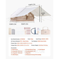Vevor 776401 Надувні намети для кемпінгу 3x2x2 м, 3-5 осіб, 300D Oxford 4 Season Glamping Tent with Canopy,