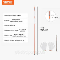 Vevor 317870 Маркери для під'їзних шляхів, 50 шт. 121,92 см, діаметр 1,02 см, помаранчеві скловолокнисті стовпи, снігові кілки зі