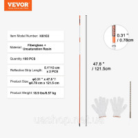 Vevor 317867 100 упаковок 48-дюймових маркерів для під'їзних шляхів, помаранчеві кілки для снігоочисників, 0,31-дюймовий стрижень