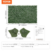 Vevor 317874 Огорожа з плюща, 1500 x 2490 мм, екран для приватного життя, огорожа з плюща з сітчастою основою та посиленим Vevor 317874 Огорожа з плюща, 1500 x 2490 мм, екран для приватного життя, огорожа з плюща з сітчастою основою та посиленим