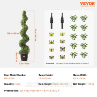 Vevor 317898 Упаковка з 2 шт. Штучна штучна рослина Tower Tower Topiary Spiral 152,4 см