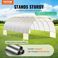 Vevor 318019 Теплиця тунель теплиця холодна каркасна томатний дім PE 590x295x198см білий