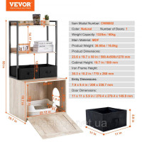 Vevor 318112 Тумба для котів Туалет для котів Будиночок для котів 2-ярусна полиця 599х500х1270мм 60кг Vevor 318112 Тумба для котів Туалет для котів Будиночок для котів 2-ярусна полиця 599х500х1270мм 60кг