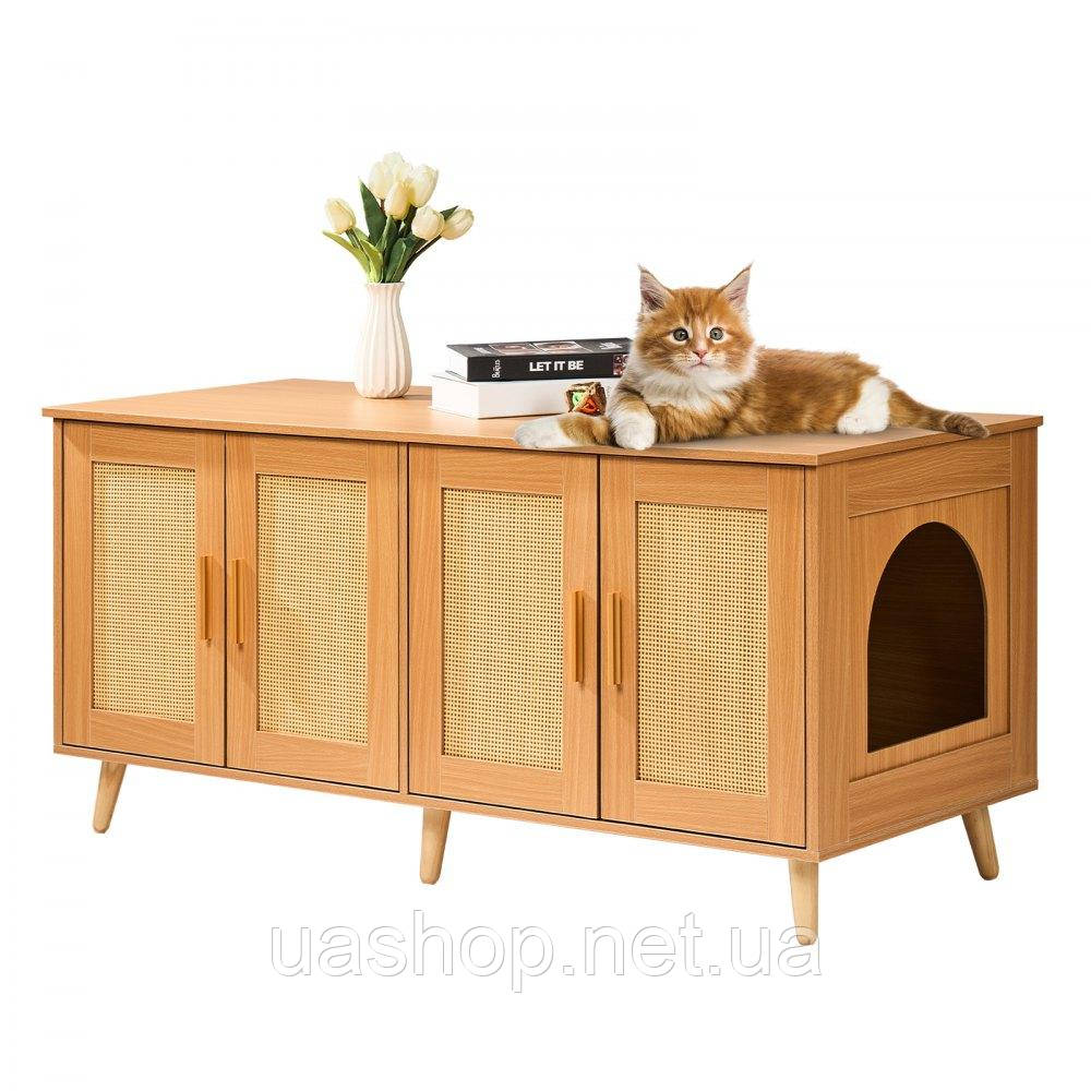 Vevor 318114 котячий туалет кошачий лоток тумба тумба котяча 1,19х0,5х0,55м колір дерева
