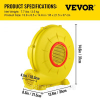 Vevor 318143 Повітродувка для надувного надувного замку 450 Вт 0,6 HP Насос повітродувки Повітряний насос