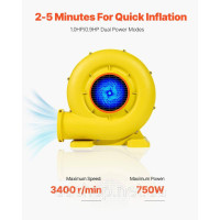 Vevor 318145 Повітродувка, 590 Вт та 690 Вт, повітряний насос 1,0 к.с., насос, комерційна повітродувка для надувного будинку, 2750 Vevor 318145 Повітродувка, 590 Вт та 690 Вт, повітряний насос 1,0 к.с., насос, комерційна повітродувка для надувного будинку, 2750