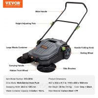 Vevor 318156 Вевару ручної роботи підлога підлога з шириною 65 см та 19 л контейнера для відходів