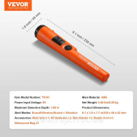 Vevor 318222 Металошукач Пінпоінтер IP66 Повністю водонепроникний металошукач 5 см Глибина виявлення Покажчик Полювання на скарби Vevor 318222 Металошукач Пінпоінтер IP66 Повністю водонепроникний металошукач 5 см Глибина виявлення Покажчик Полювання на скарби