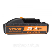 Vevor 318283 Замінна літієва батарея 20V 4000mAh для електроінструментів Макс. Акумулятор вихідного струму 40 А із захистом від