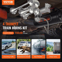 Vevor 310087 Комплект буксирувальних клаксонів, комплект з 4-х труб, 150 дБ буксирувальні клаксони для пікапів, повітряний Vevor 310087 Комплект буксирувальних клаксонів, комплект з 4-х труб, 150 дБ буксирувальні клаксони для пікапів, повітряний