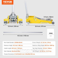 Vevor 310574 Домкрат 3т автомобільний домкрат гідравлічний двопоршневий