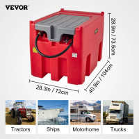 Vevor 310741 Портативний дизельний бак 439,11 л, мобільна система резервуарів, червона мобільна дизельна заправна станція, 140 Вт, Vevor 310741 Портативний дизельний бак 439,11 л, мобільна система резервуарів, червона мобільна дизельна заправна станція, 140 Вт,