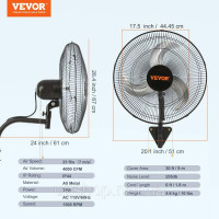 Vevor 671006 Настінний вентилятор VEVOR, 17,5
